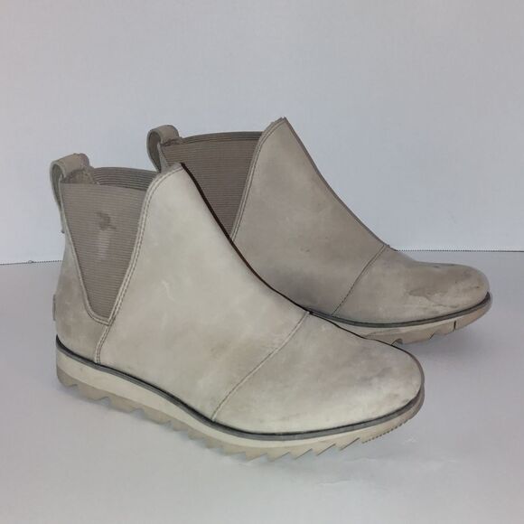 Sorel Shoes - Sorel Ankle Boots Harlow Chelsea Ash Brown Tan Waterproof Suede Leather Size 6.5